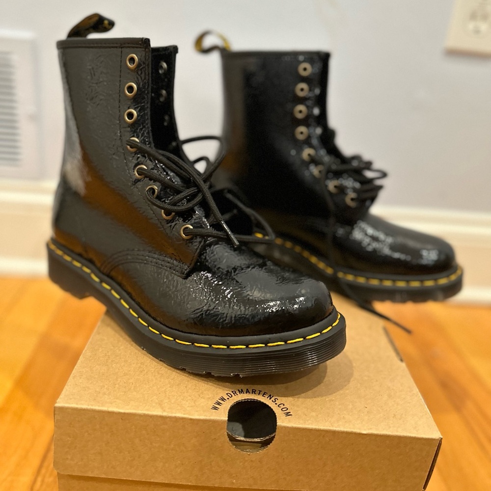 Brand New Dr. Martens 1460 Distressed Patent Leather Boots